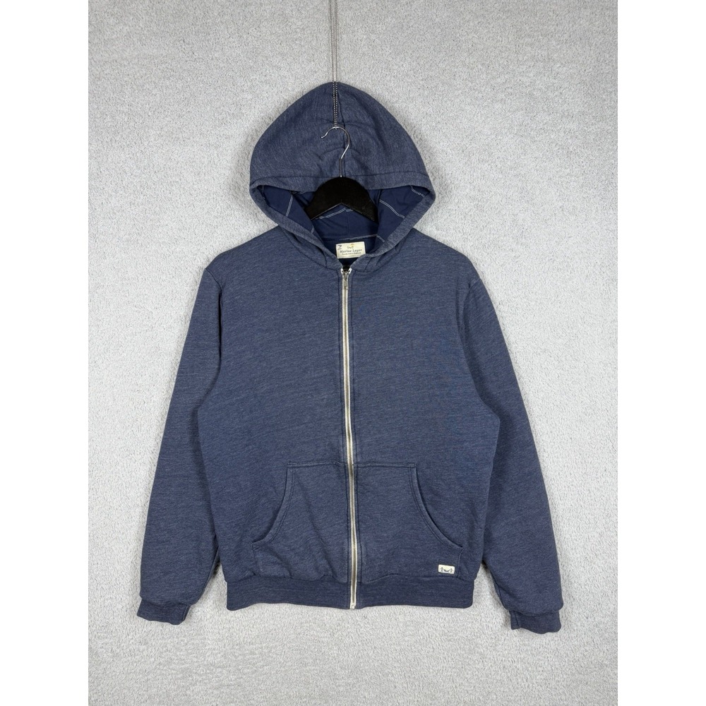 Marine Layer Full Zip Hoodie Blue Heather Lightweight USA Men's Size L